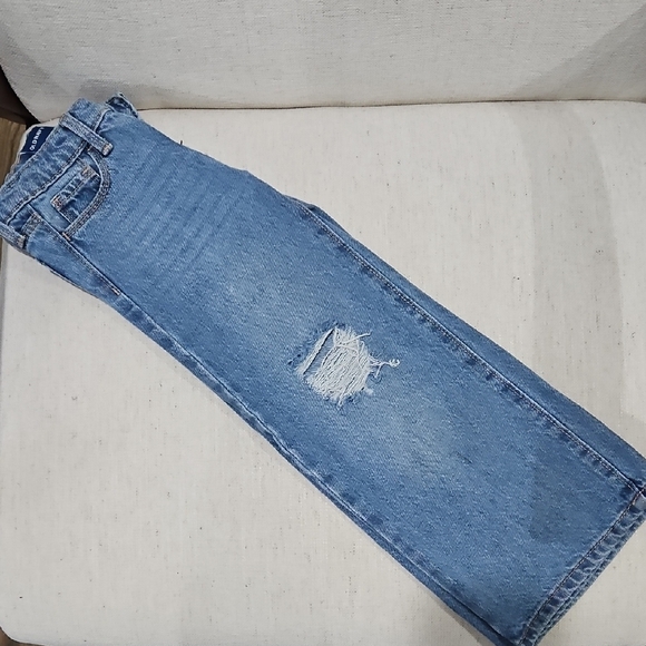 Wide leg Blue Distressed Denim Jeans - Picture 4 of 6
